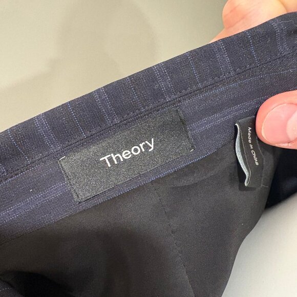 Navy Pinstripe Theory Blazer - Picture 3 of 4
